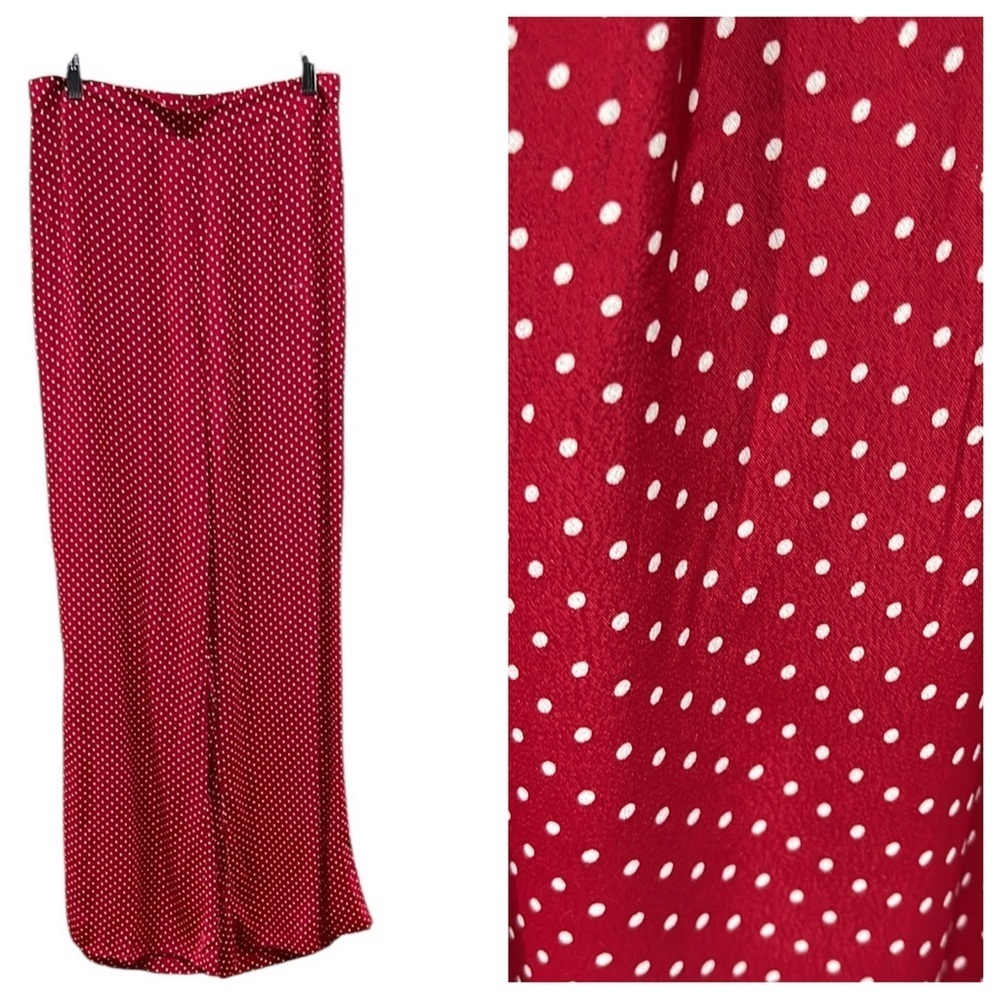 NWT Sage The Label High Waisted Wide Leg Polka Dot Dress Pants SZ M Red White